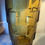 Vase from the 30s/40s with tiered smoked glass, beautiful strusturation and light catchment