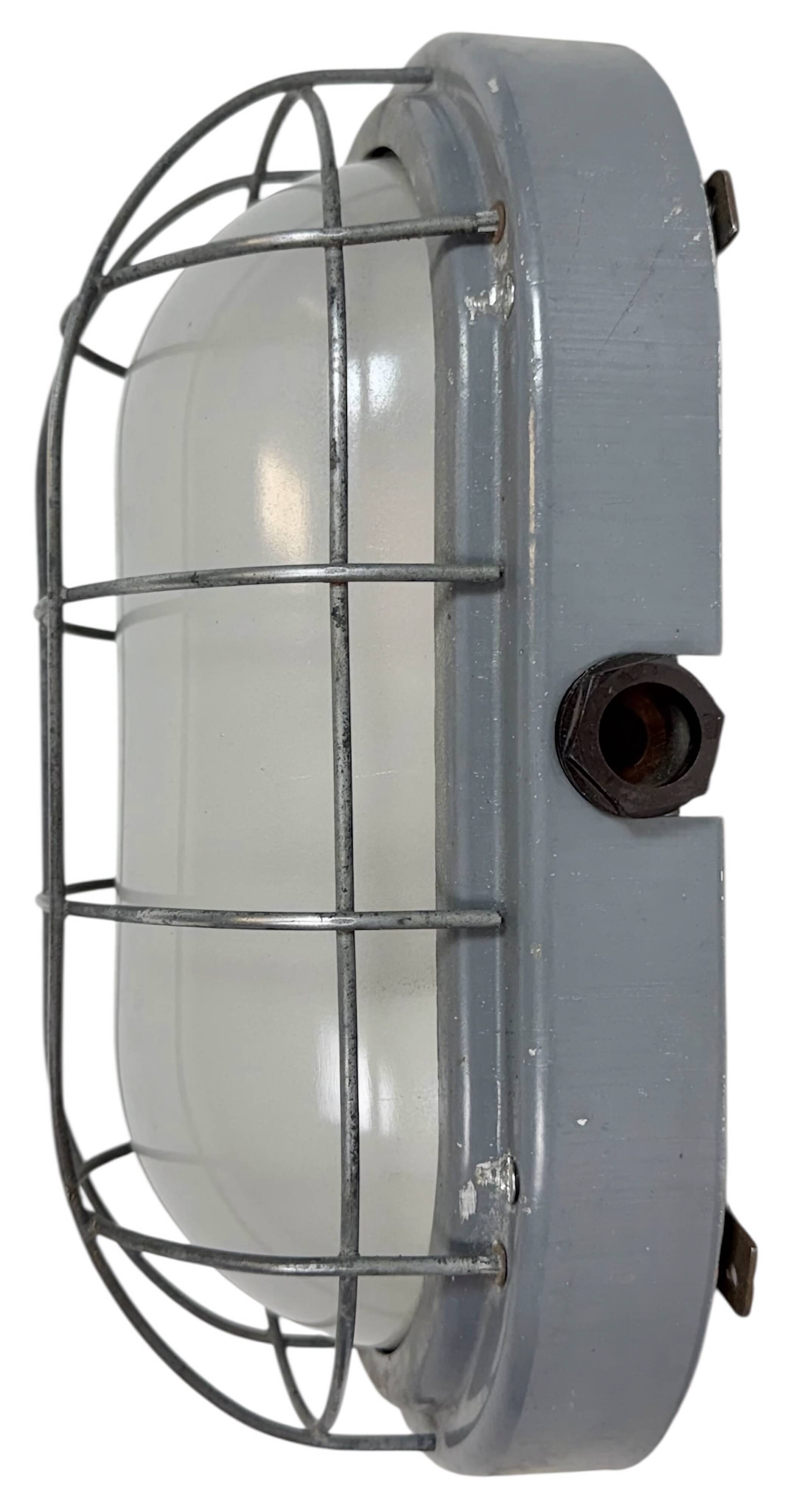 Industrial Grey Wall Light with Milk Glass, 1970s