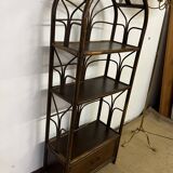 Etagère bibliothèque vintage en rotin et bambou