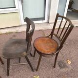 set of 6 mismatched vintage wooden bistro chairs