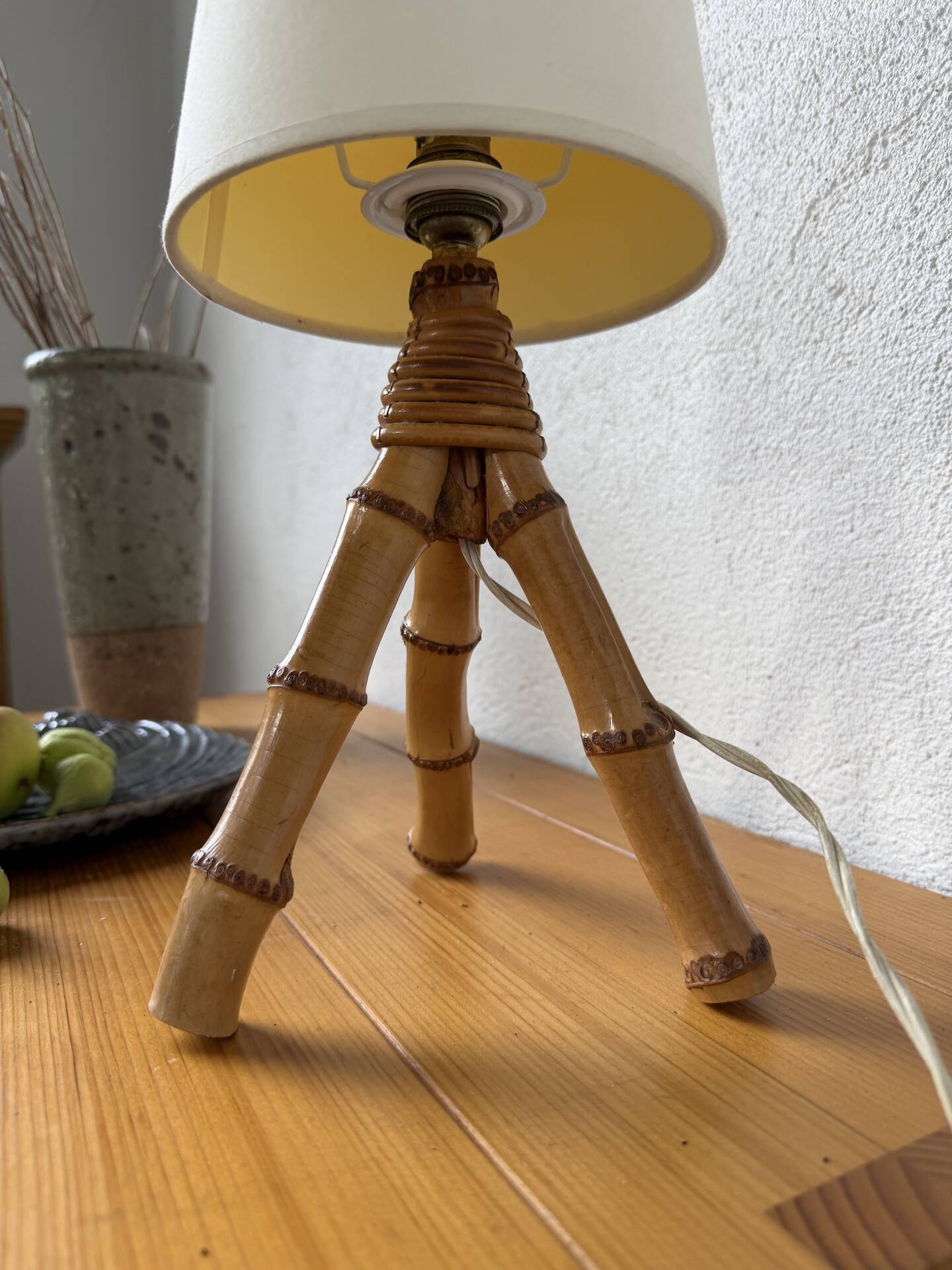1960s rattan desk or table lamp