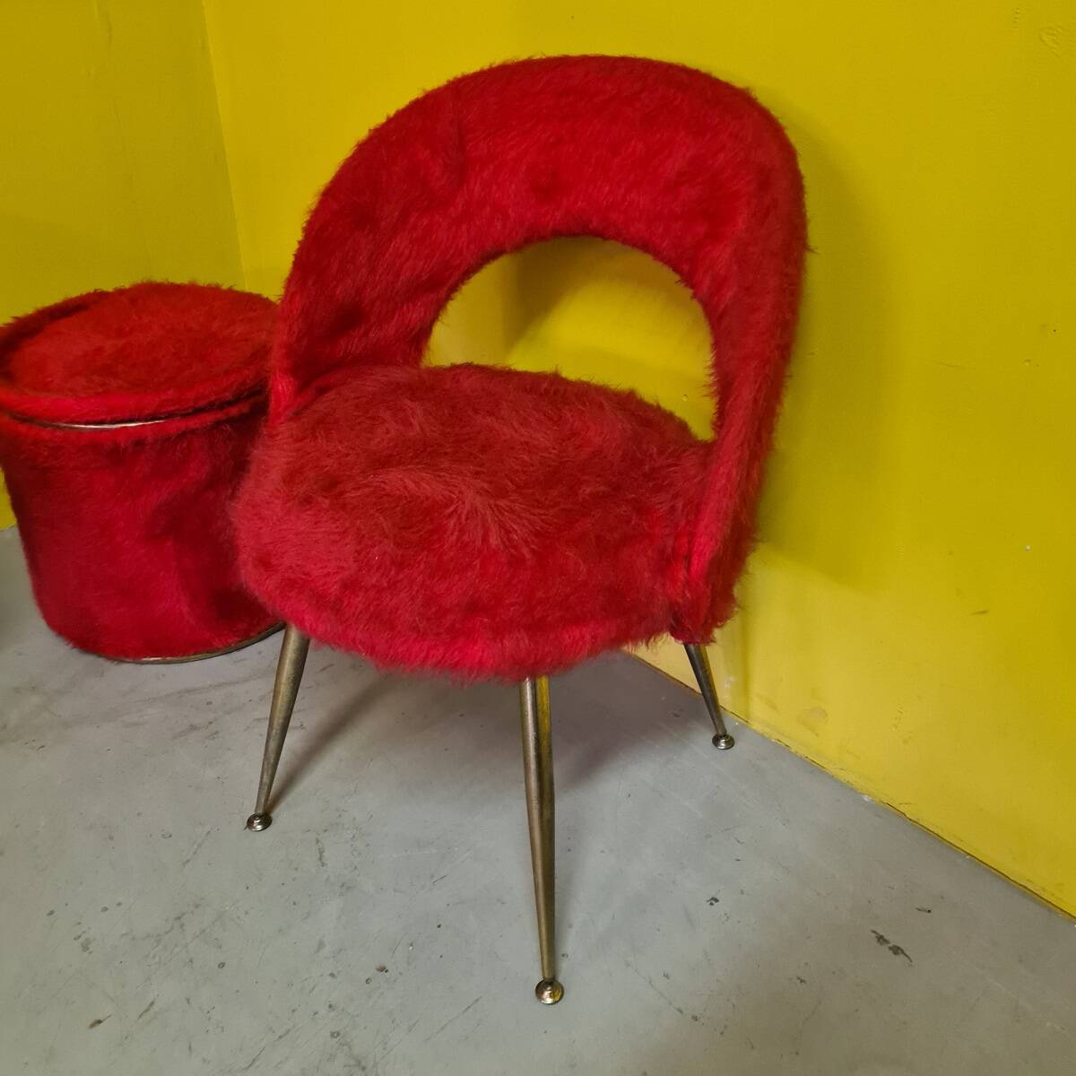Set of french chairs and a storage bin, 1960s
