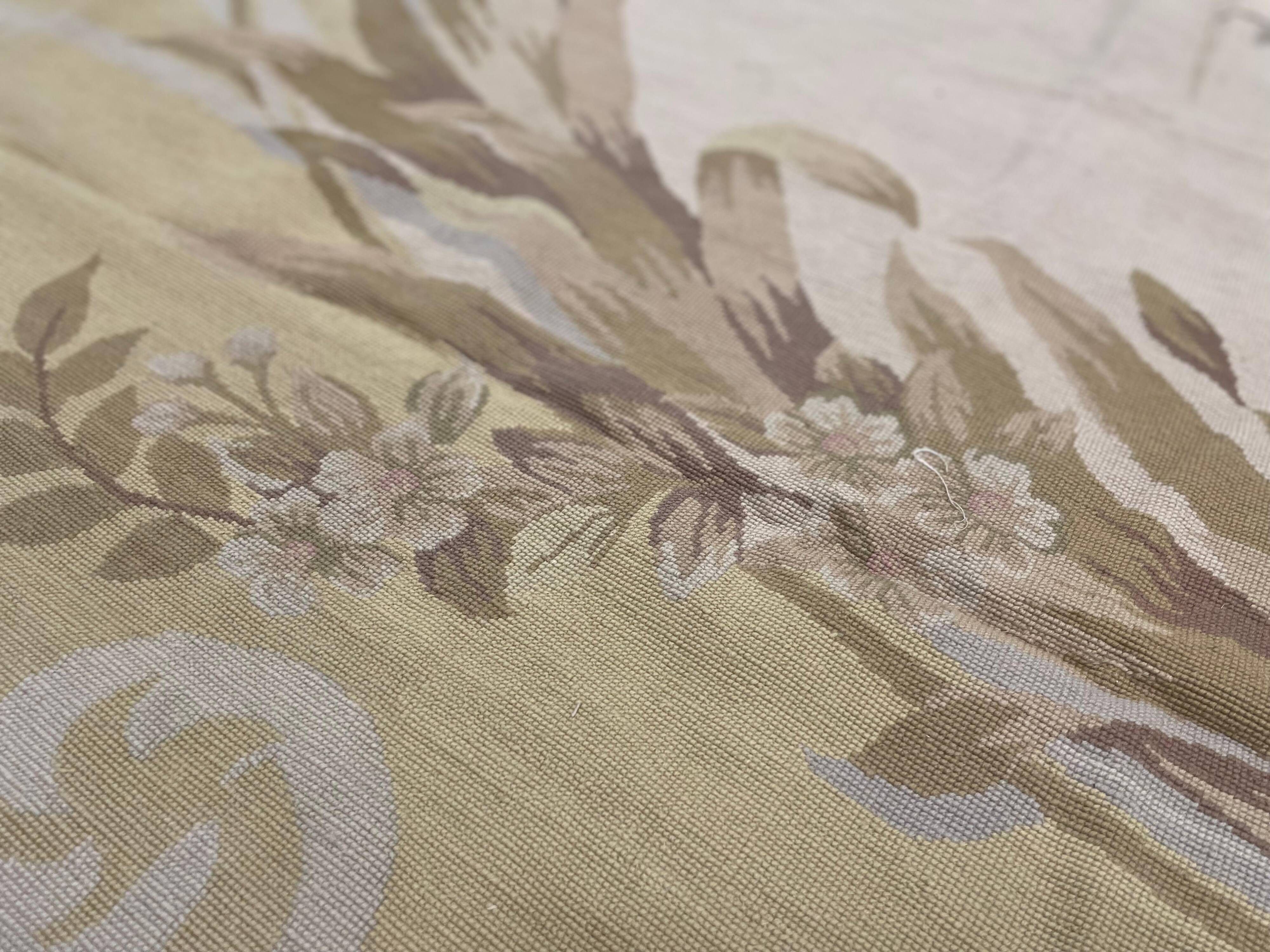 Oversize Aubusson Needlepoint Floral Rug Extra Large Palace Carpet, 414 x 604 cm