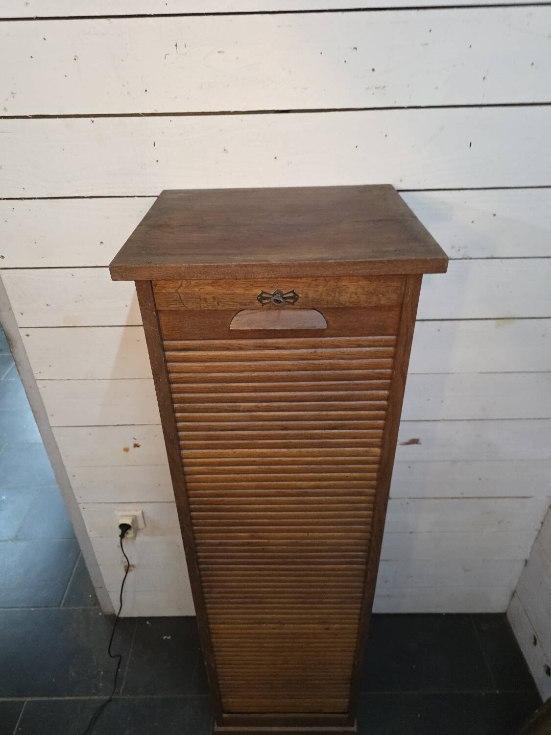 Oak curtain filing cabinet