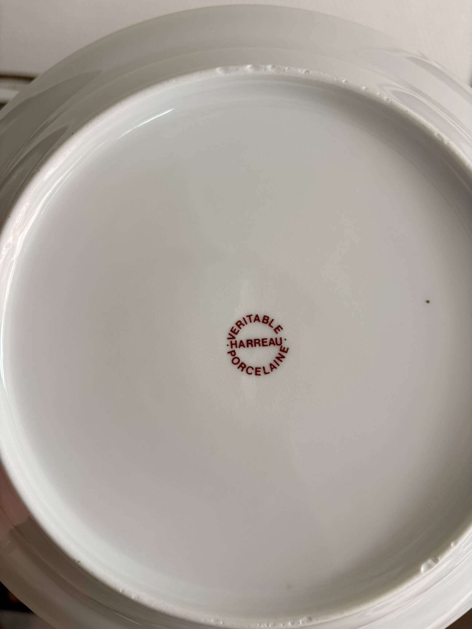 6 Deep Plates Limoges Porcelain Harreau Fluted Edge Neo-Classical