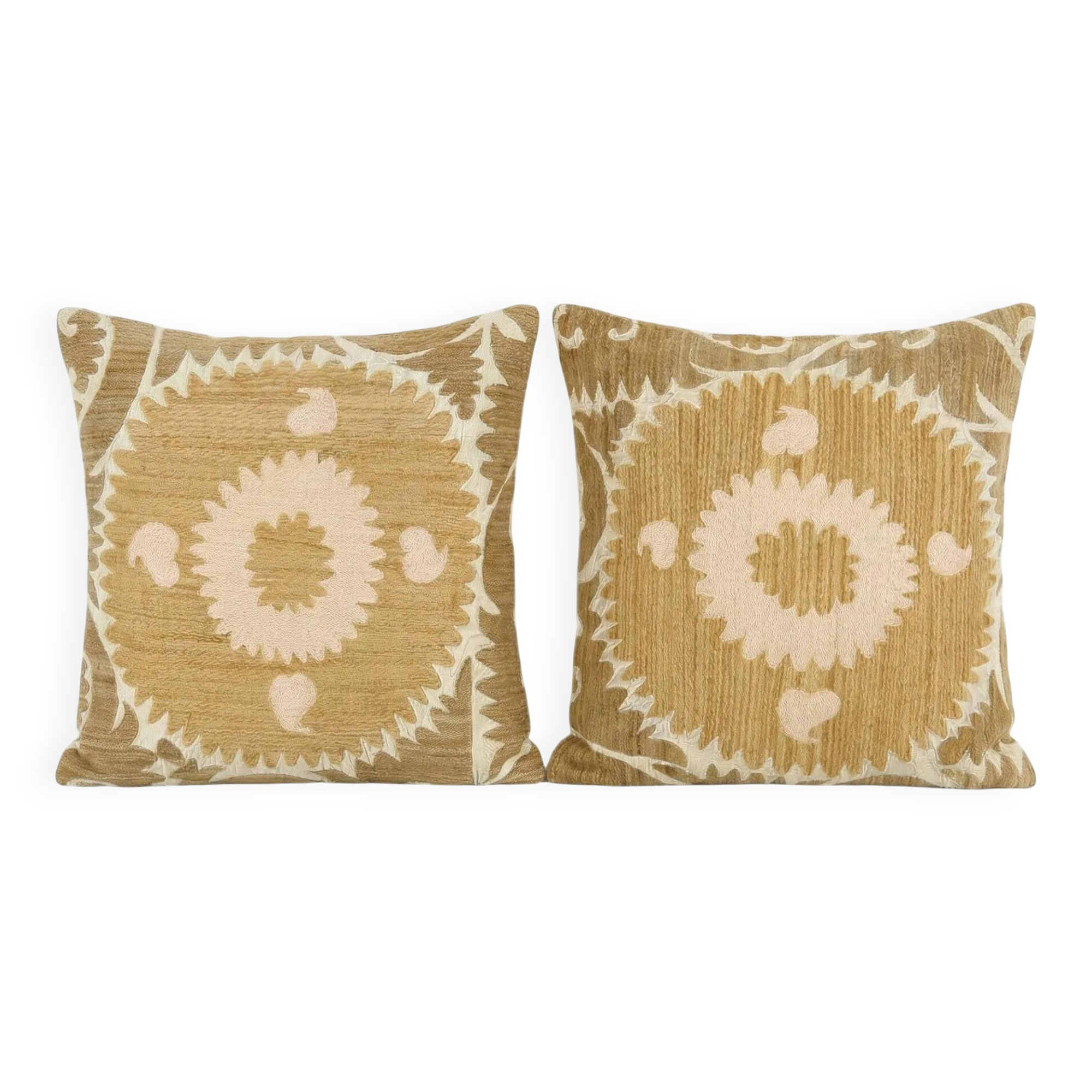 Set of 2 vintage embroidered cushion covers 61x64 cm