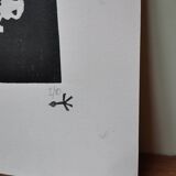 Woodcut engraving original print stamped numbered jaguard pattern