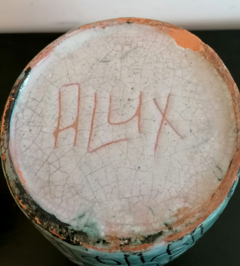 Turquoise ceramic vase, Allix in Vallauris, 1950