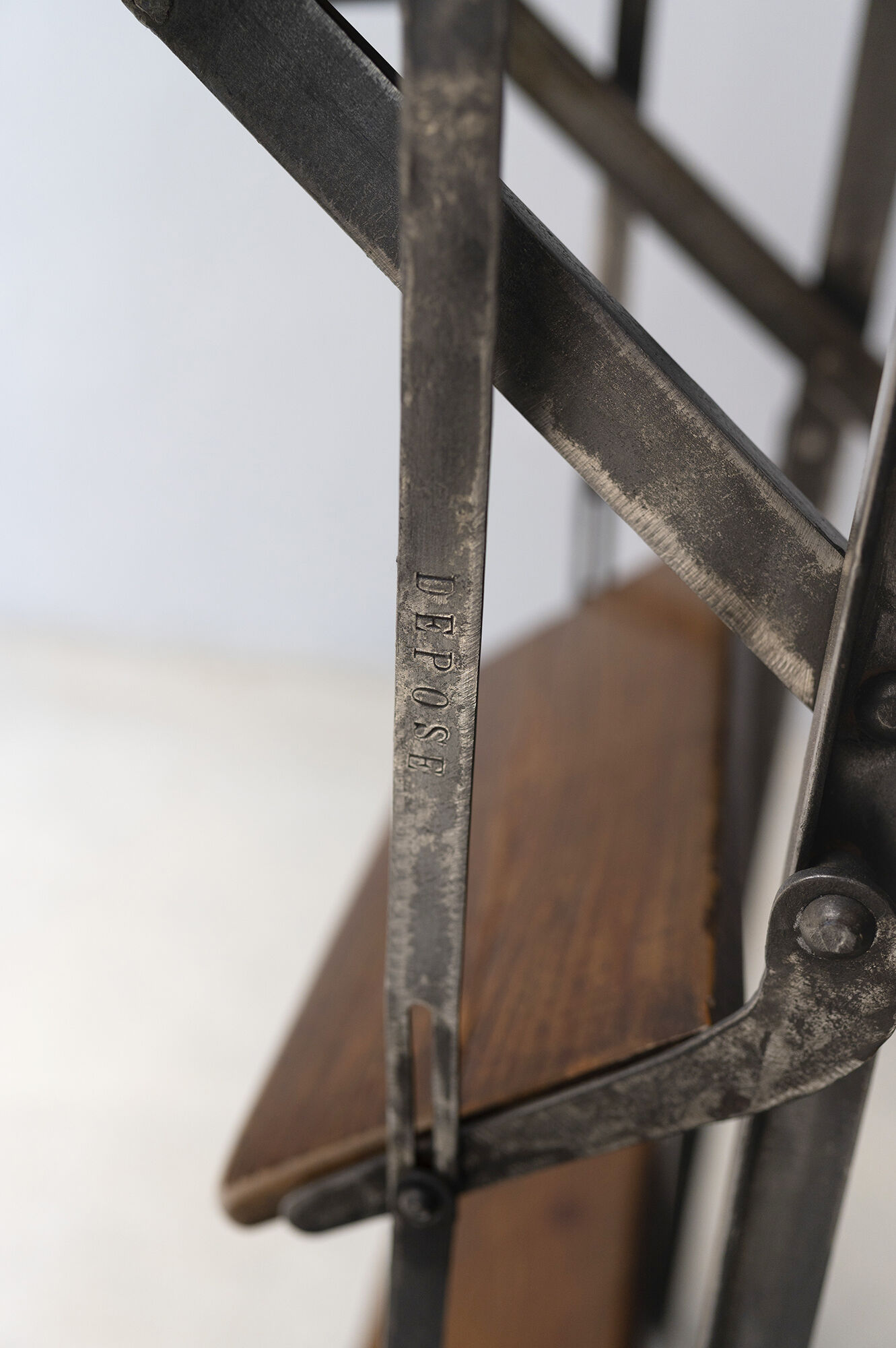 Old wood and metal stepladder