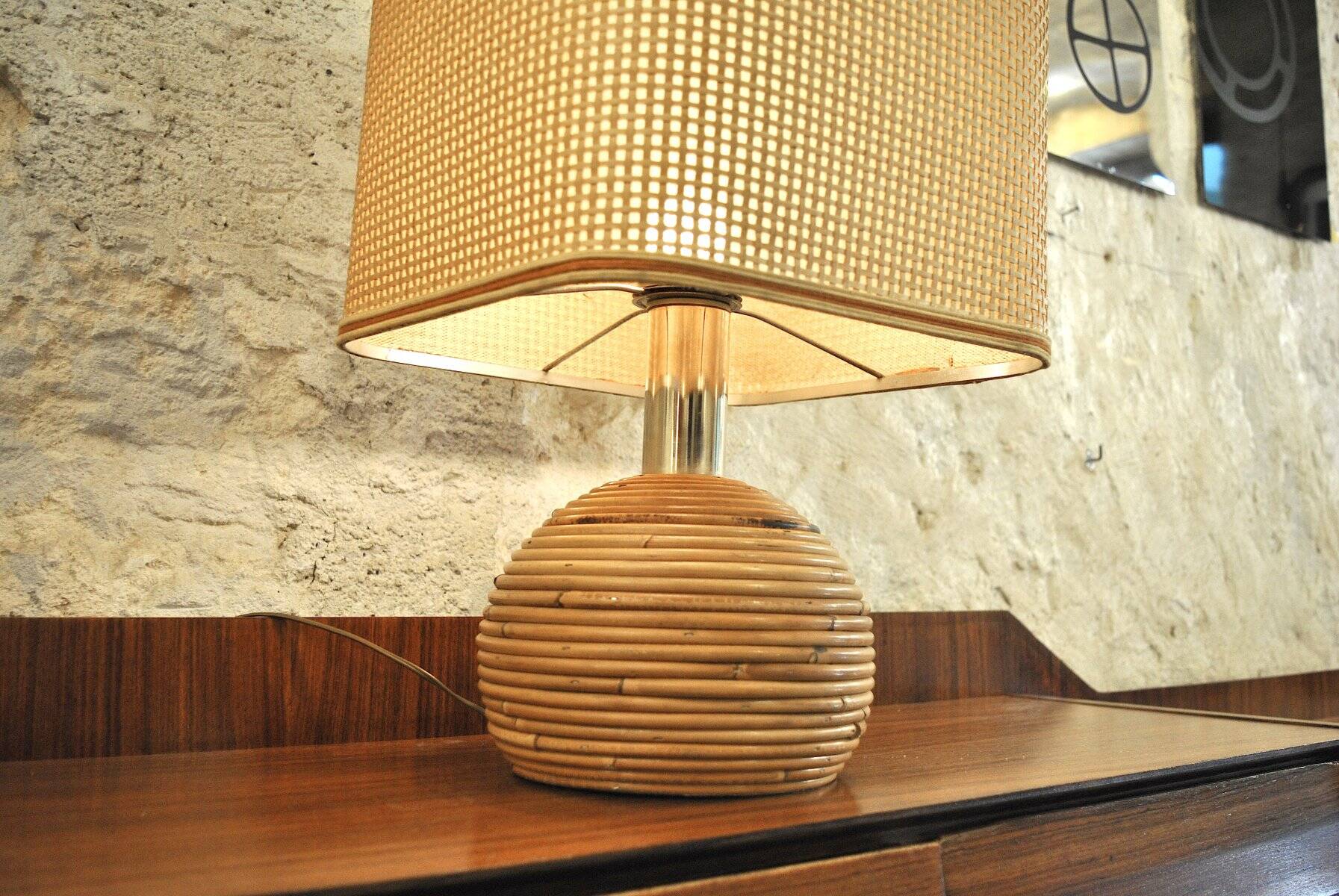 Wicker table lamp, Italy, 1960s