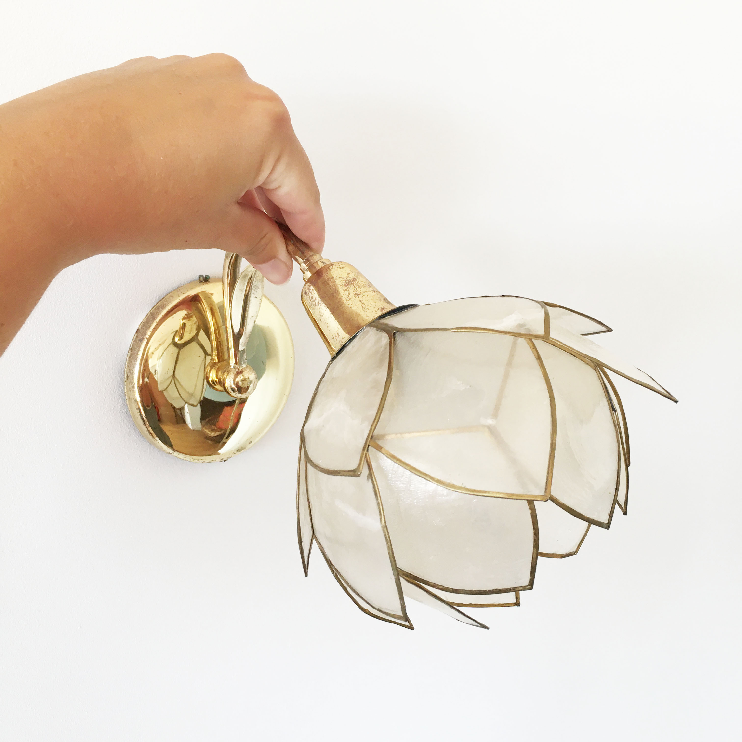 Pair of mother-of-pearl flower sconces