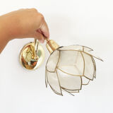 Pair of mother-of-pearl flower sconces