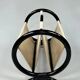 Vintage Round Magazine Rack / Reading Basket, Black Rattan, 1970's