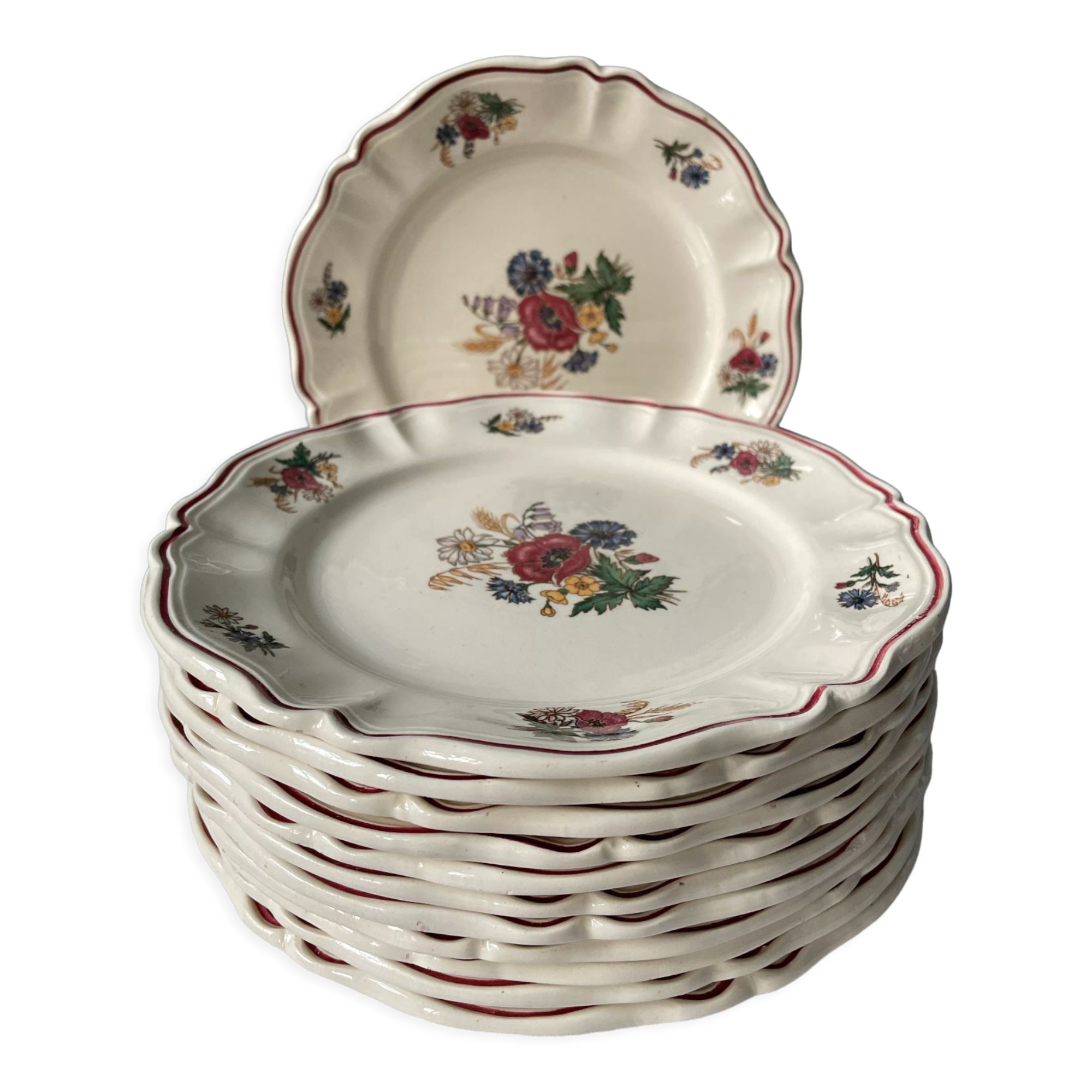 Set of 12 dessert plates Agreste Digoin Sarreguemines