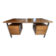 Scandinavian double-sided executive desk in rosewood and metal with 6 drawers.