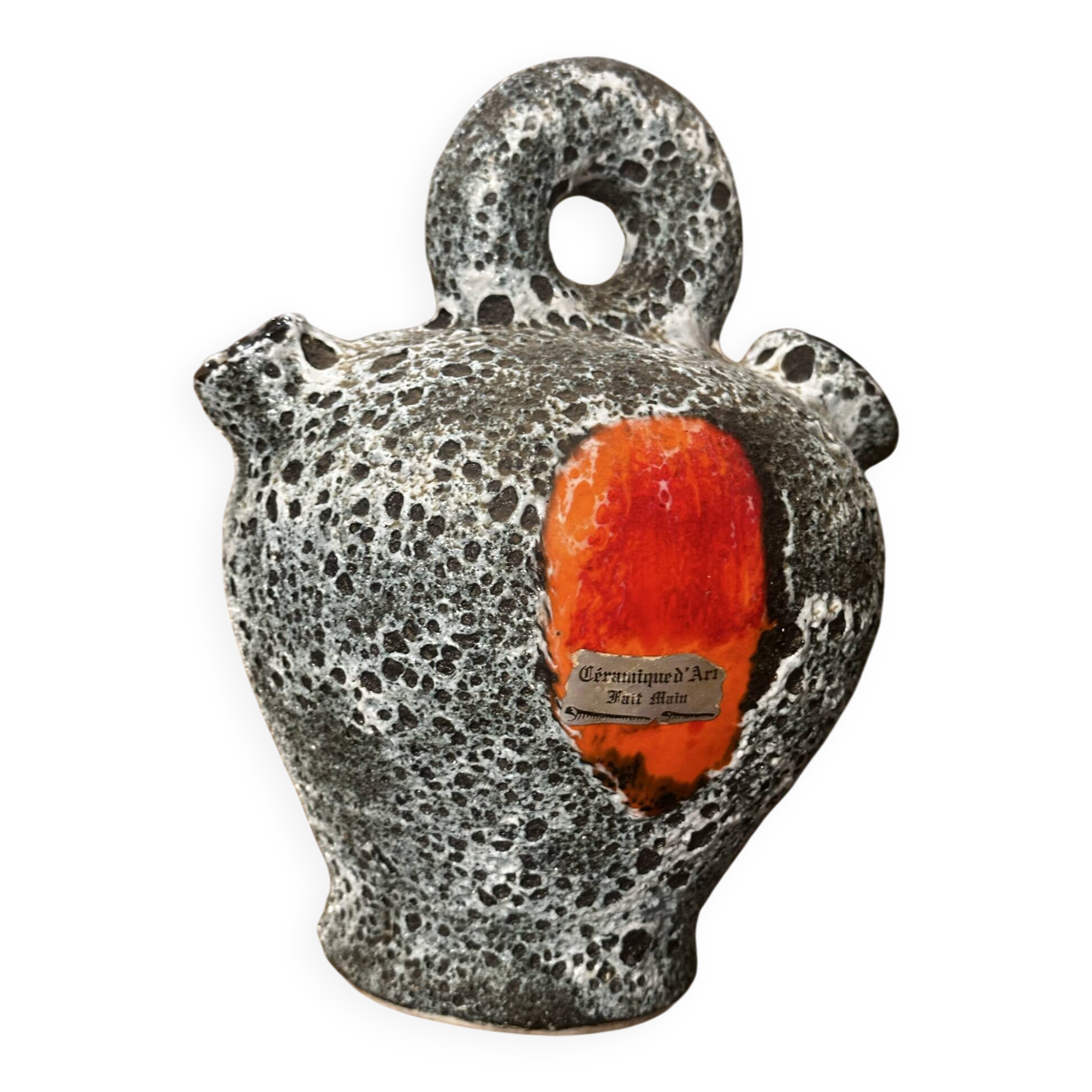 Mediterranean in glazed lava ceramic, France, 1970s.