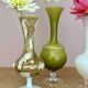 Set of 3 vintage glass and opaline vases