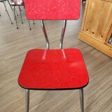 Vintage Lafague red formica set, 1 table, 6 chairs and 1 stool