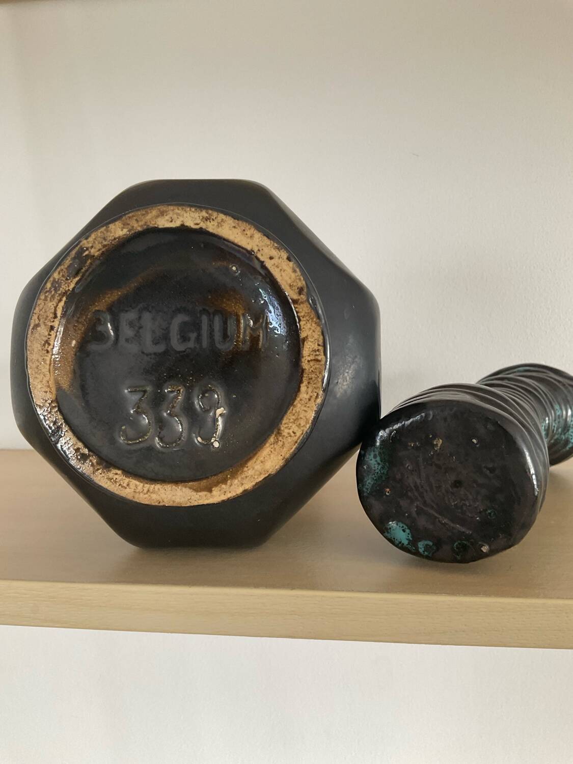 Pair of vintage glazed ceramic vases