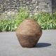 Large old basket, burgundy straw and bramble, woven basket