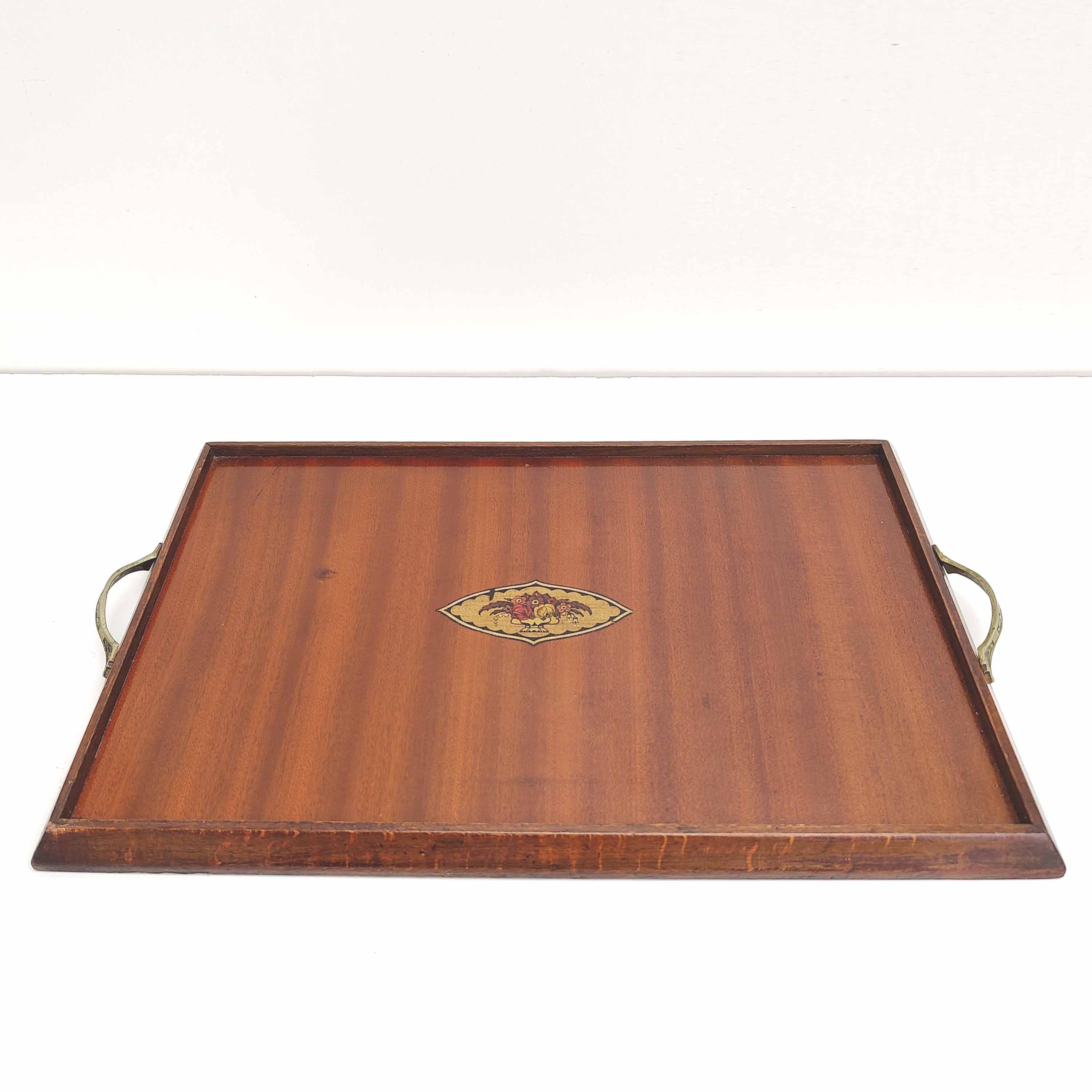 Wood and brass service tray