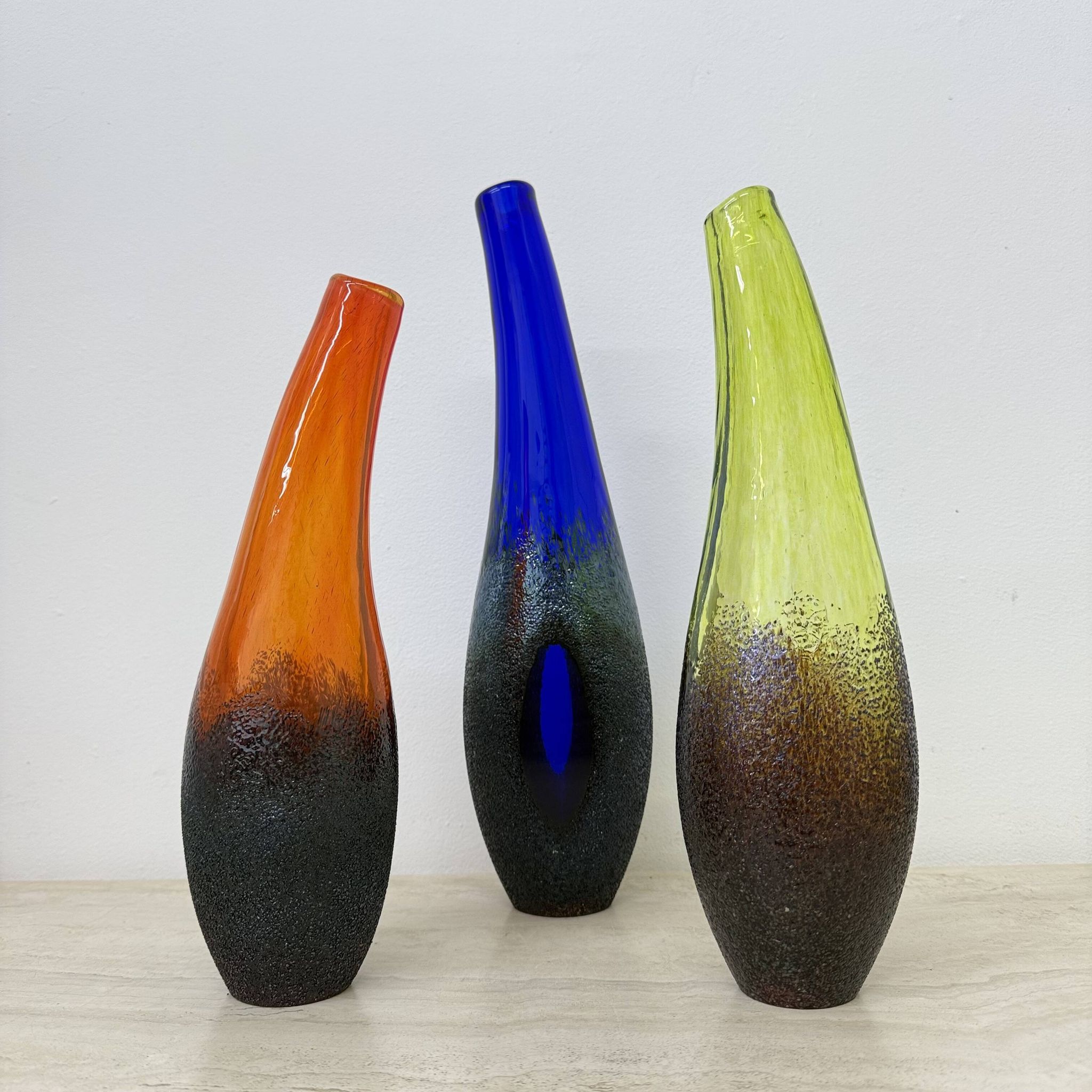 Ensemble de 3 vases Moonlanding de Monica Backstrom pour Kosta Boda Sweden