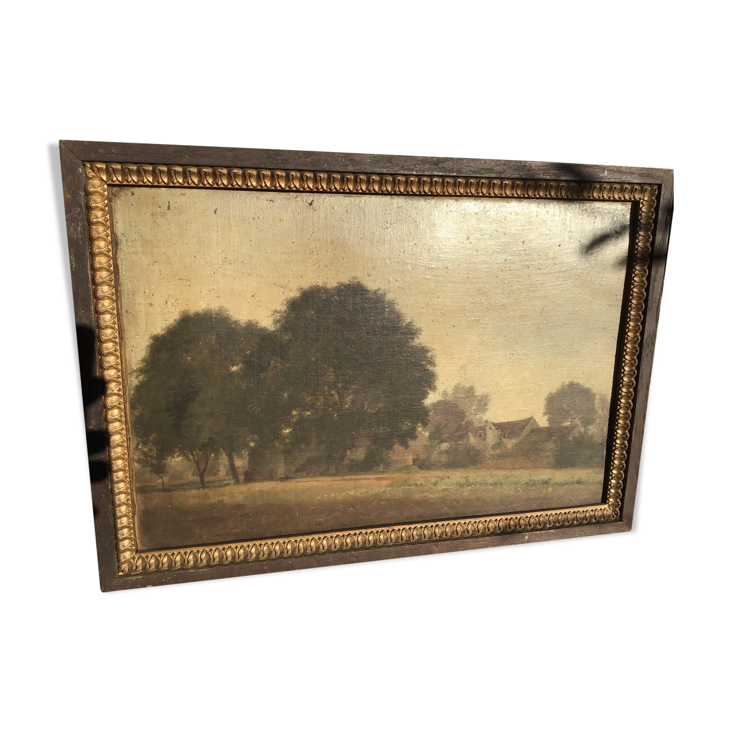 Old painting landscape village