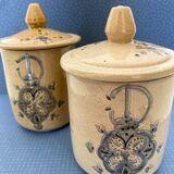 Lot of 6 enamelled terracotta pots - Moroccan pottery