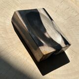 Symmetrical multicolored petrified wood soap dish