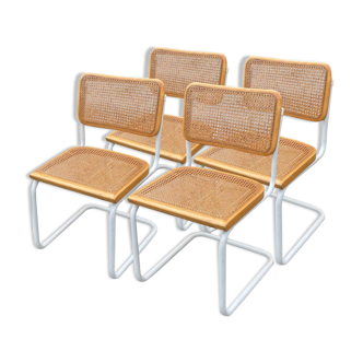 Set of 4 vintage chairs model Cesca B32 in white and wood