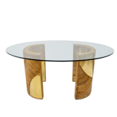 Table à manger en rotin et laiton de style mid-century moderne par Vivai del Sud