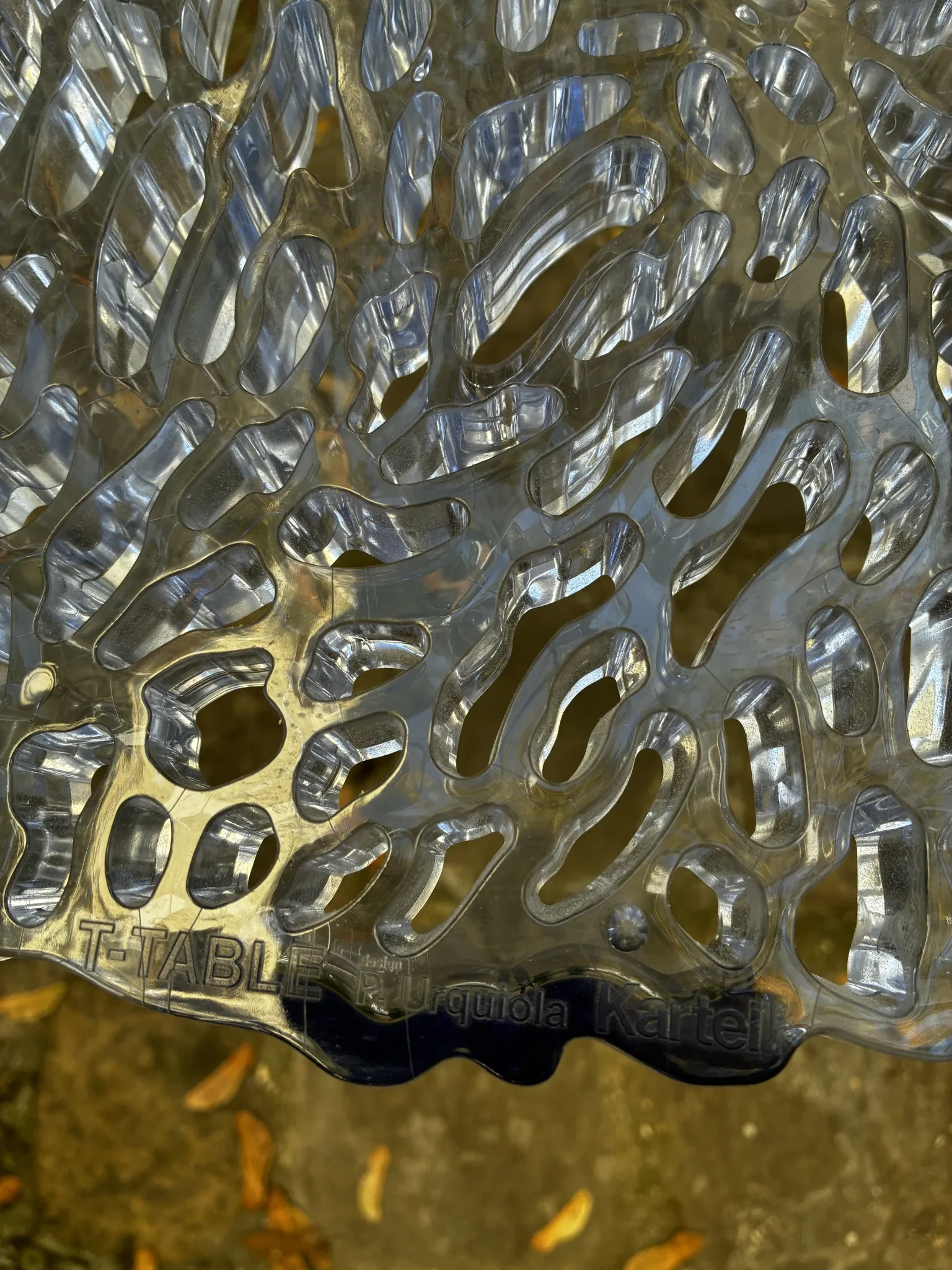 Coffee table T table KARTEL blue-tinted plexiglass design by Patricia Urquiola