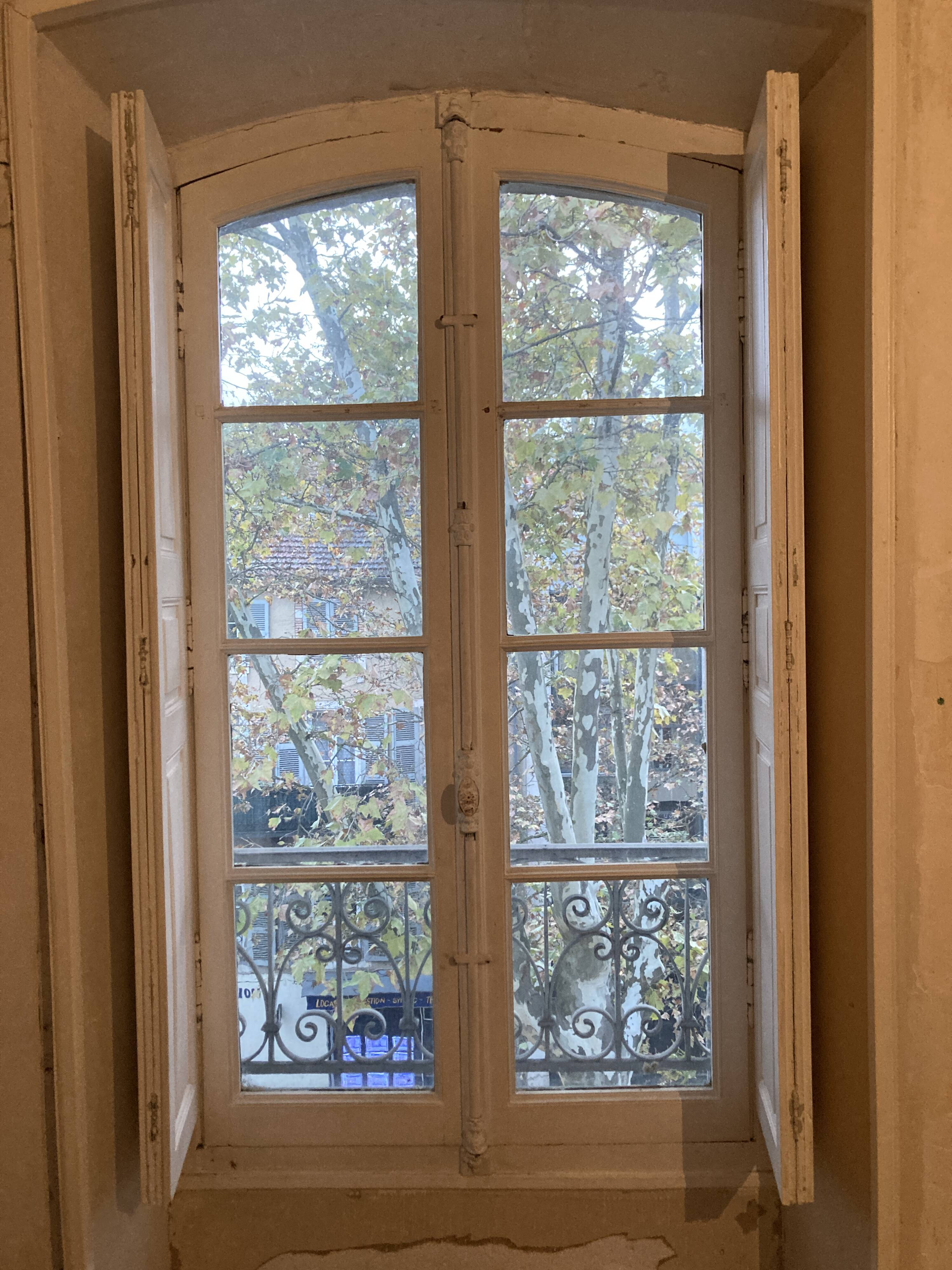 Window with interior shutters