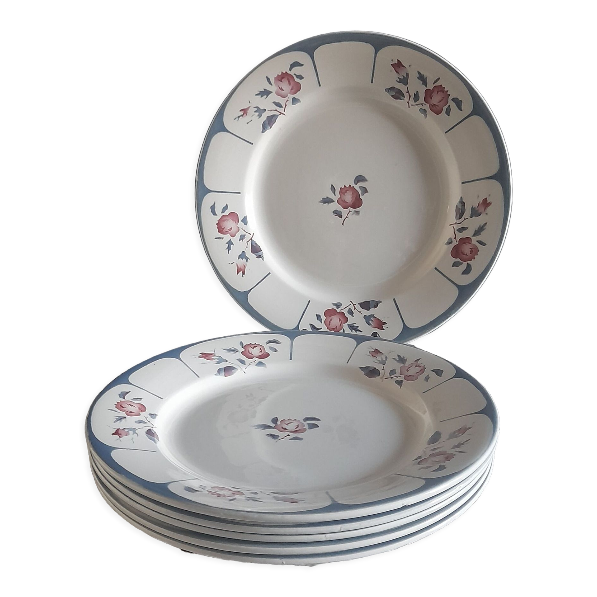 6 flat plates "Ninette" from the Digoin Sarreguemines manufacture, France