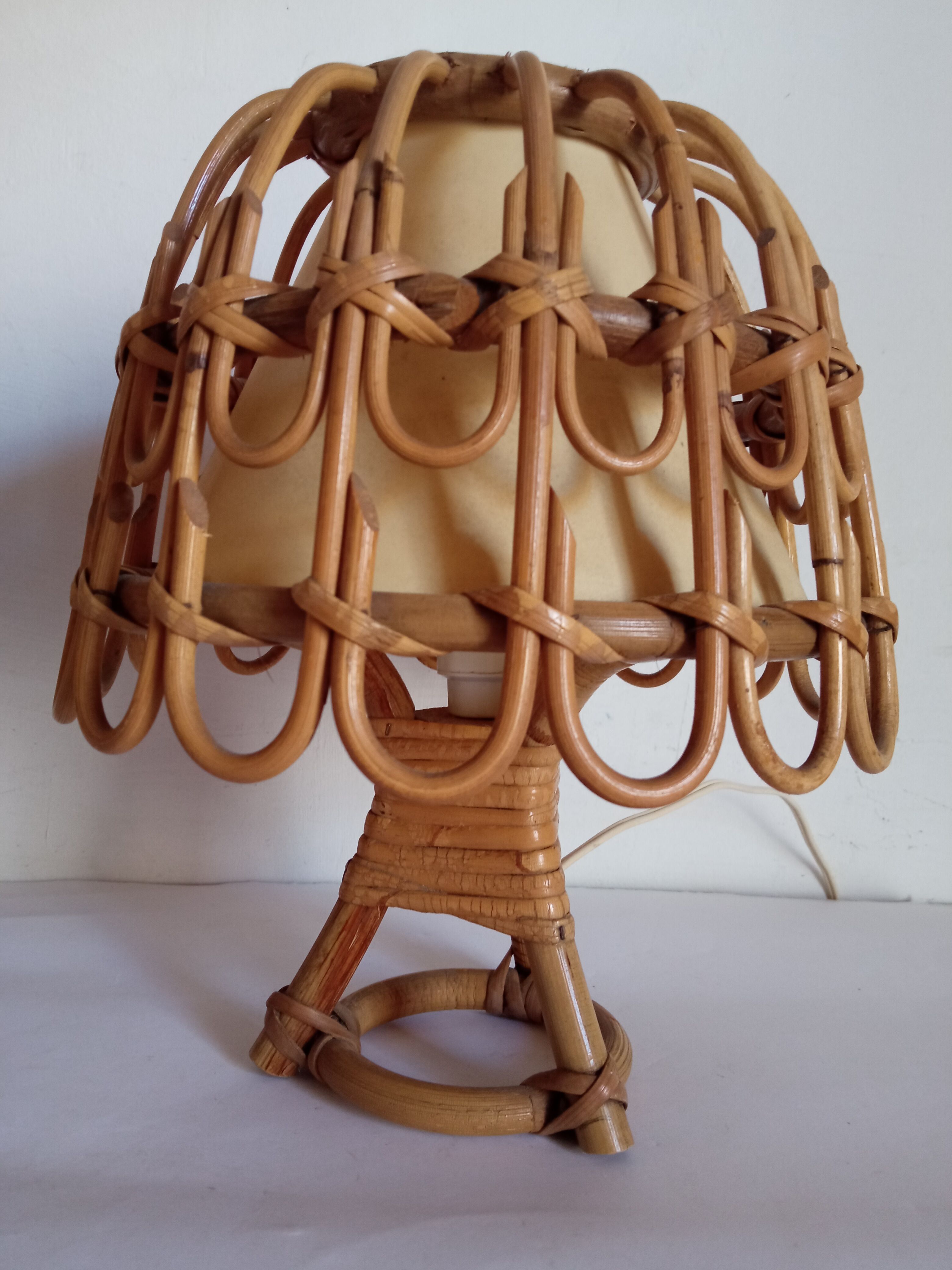 Paire de lampes bambou années 70