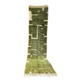 Tapis berbère marocain vert en laine – Tapis couloir artisanal design 80x37