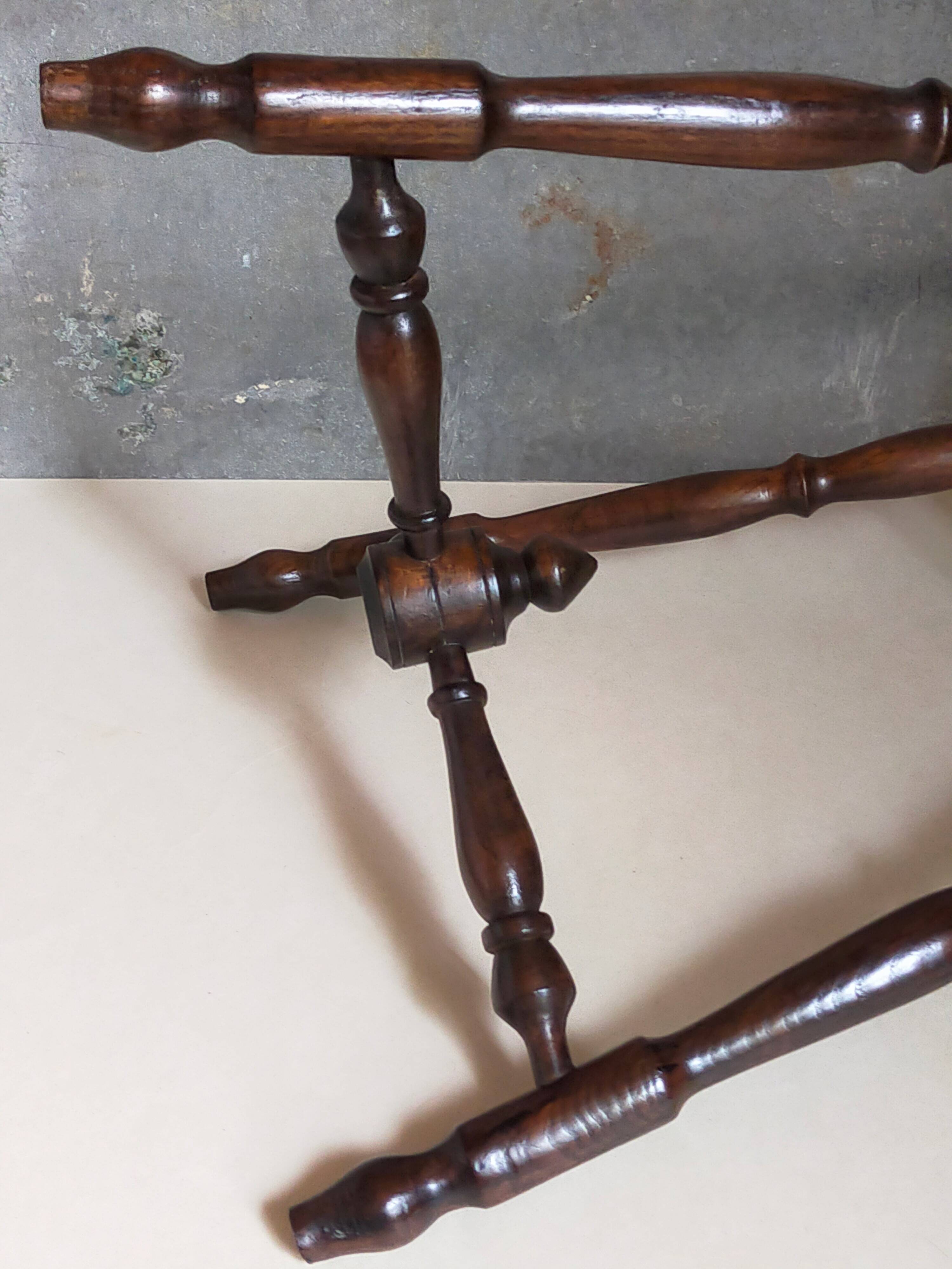 Vintage turned solid wood tripod stool