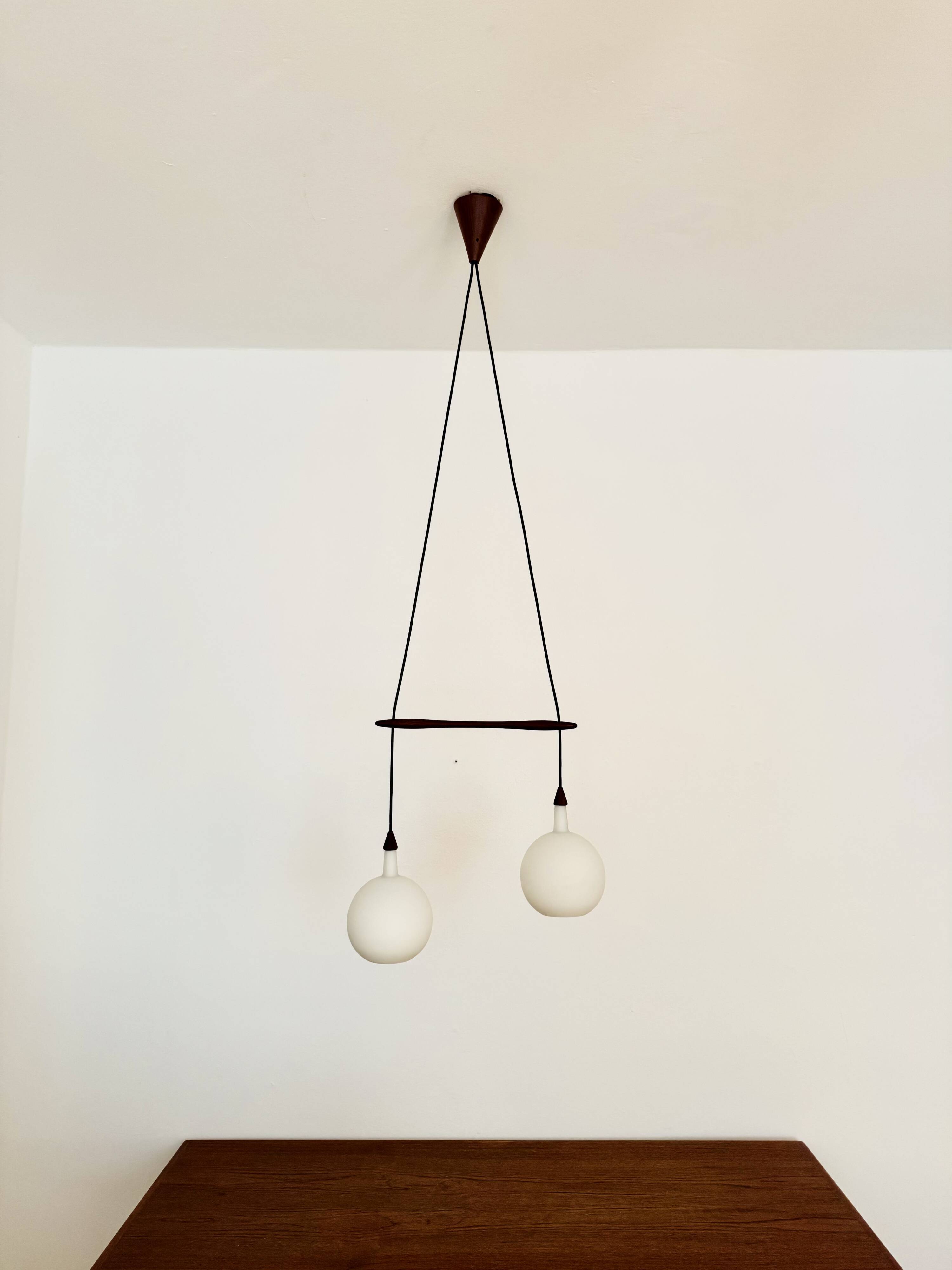 Danish Opaline and Teak Cascading Lamp by Nordisk Solar