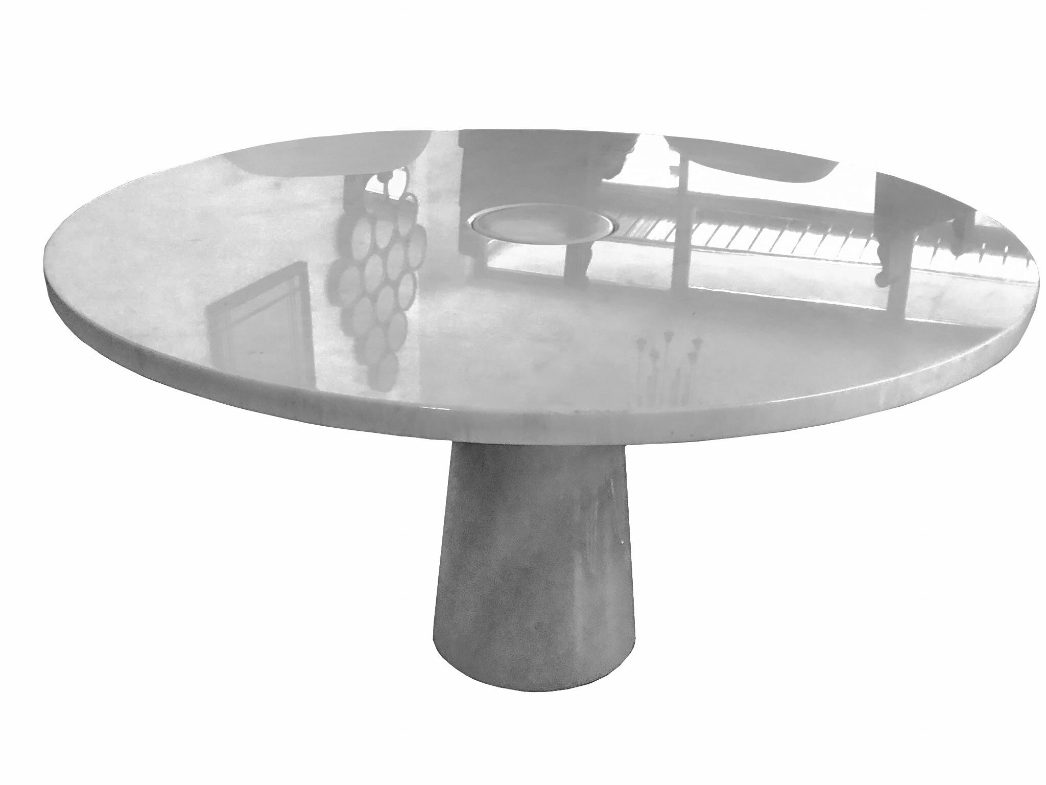 Vintage dining table in white Carrara marble, Italy 1970'