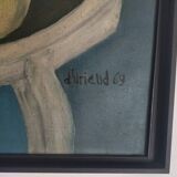 Huile sur toile signée Christian Duriaud - Nature Morte à la Rose, 1969