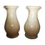 Pair of yellow/cream alabaster vases
