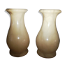 Paire de vases en albâtre jaune/crème