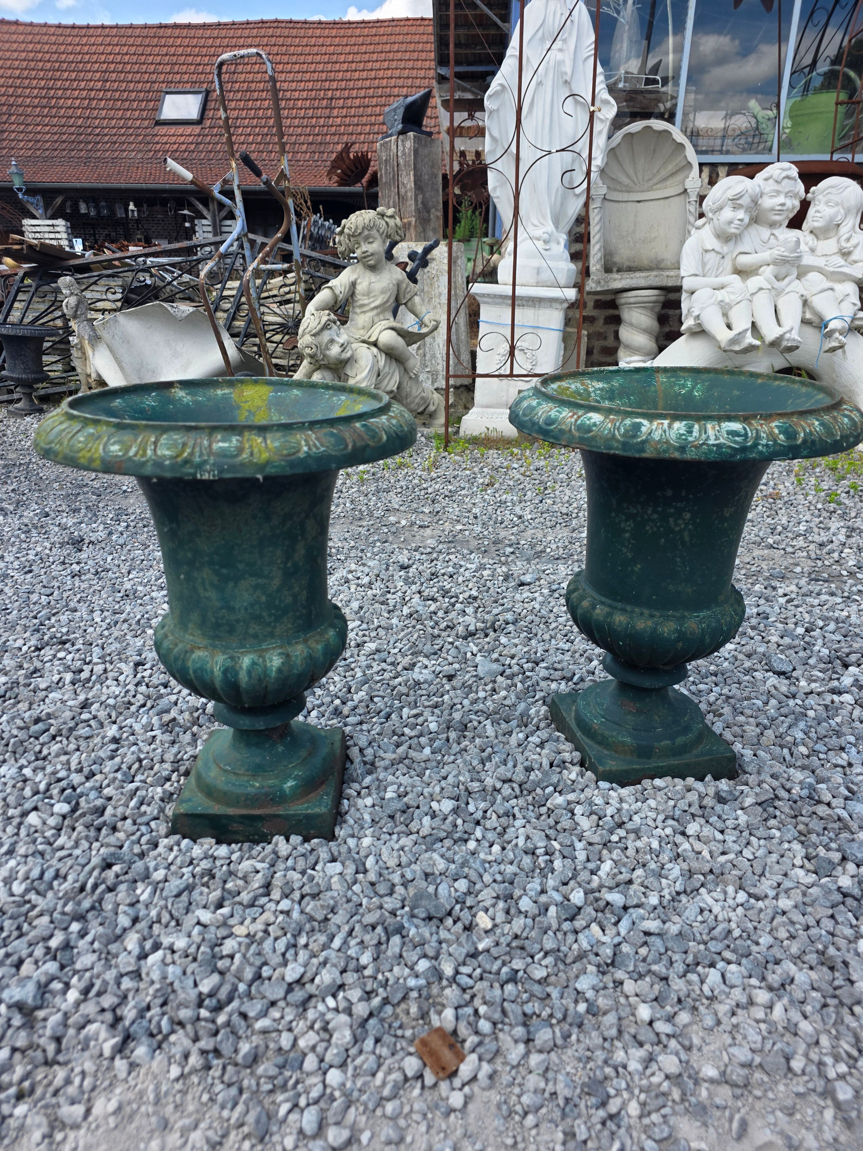 Pair of antique Medici vases in cast iron
