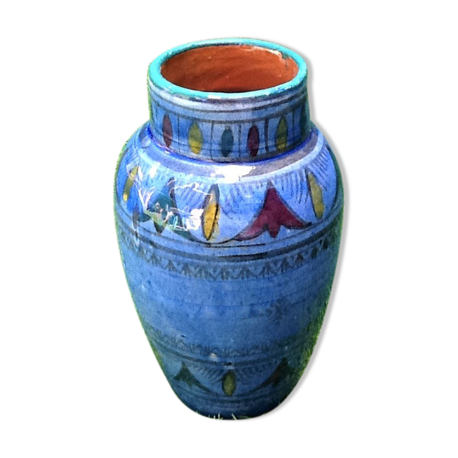 Ceramic vase baluster shape glazed terracotta