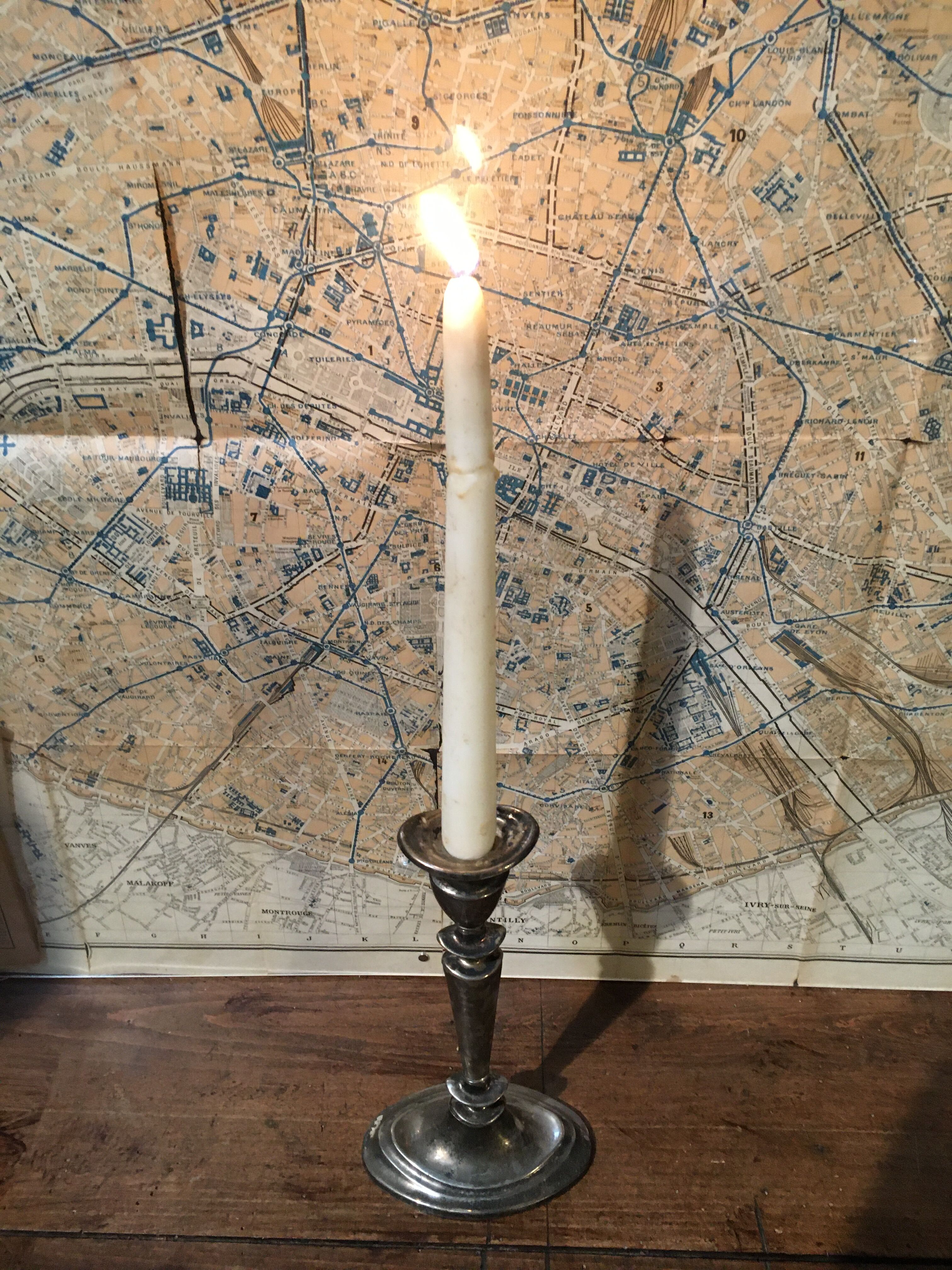 Silver metal candle holder