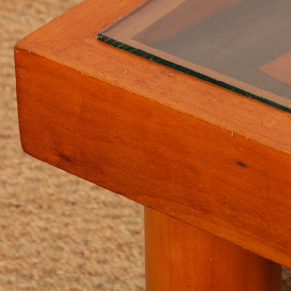 Square coffee table, handcrafted marquetry, 1985