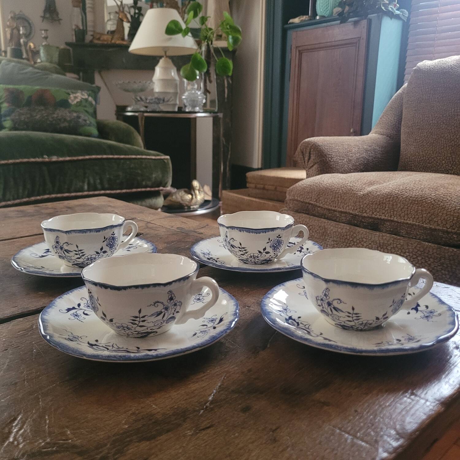 Sarreguemines Lancaster Set – 4 cups and 4 saucers – 1950s