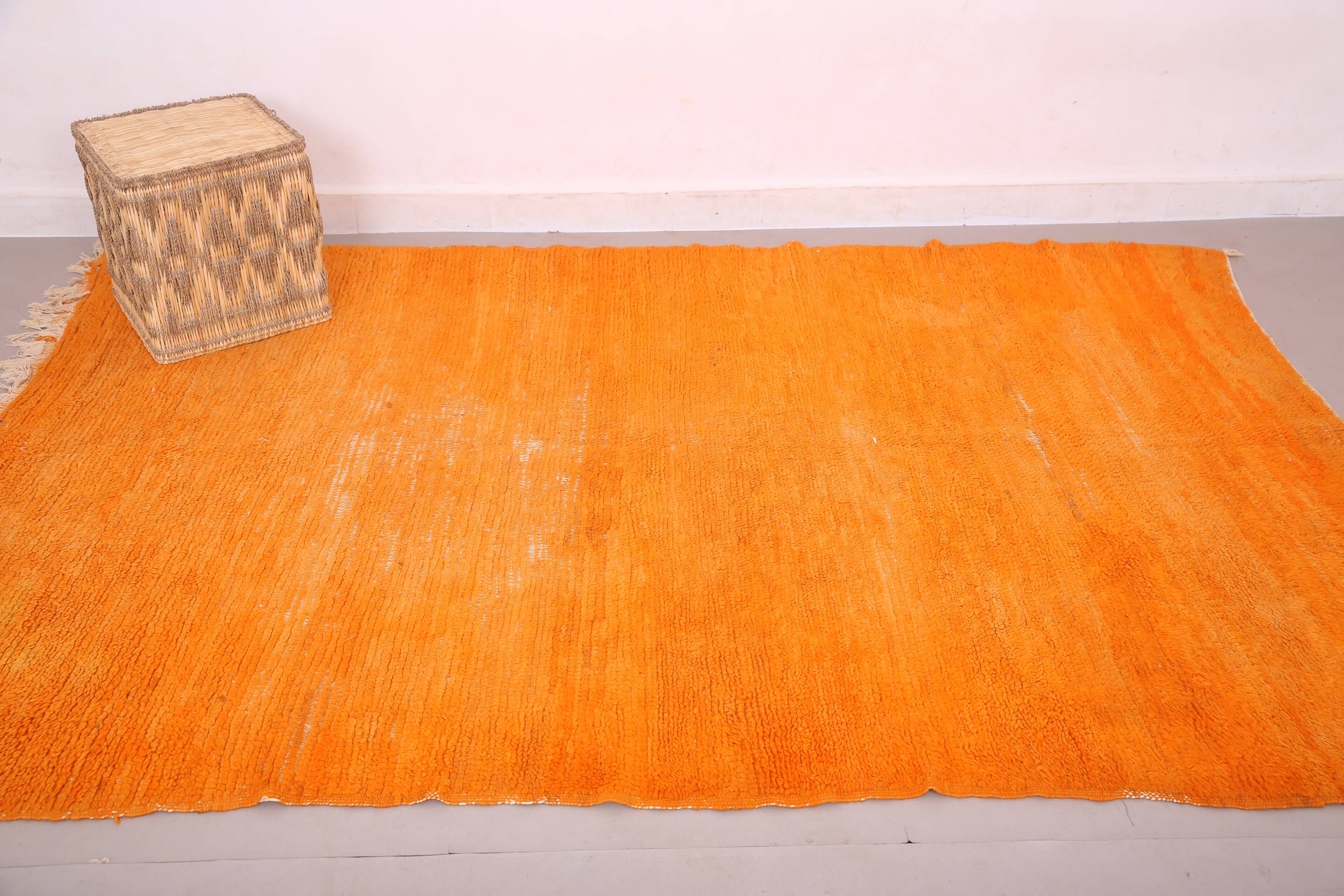 Tapis marocain vintage orange 174 x 255 cm - Tapis en laine berbère - Tapis fait main