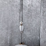 White ceramic rise and fall system with opaline lampshade