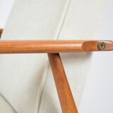 Vintage original armchair "Fox" designed by H. Lis 1970s, beige fabric, fully renovated